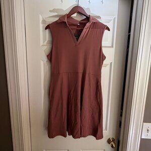 GGOV Womens Two Piece Tennis Golf Dress with Pockets Active Wear - Brown - Large